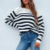 Hit Color Striped Pullover Sweater NSMMY83093