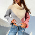 autumn and winter high lapel collar color stitching sweater nihaostyles wholesale clothing NSMMY83097