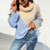 autumn and winter high lapel collar color stitching sweater nihaostyles wholesale clothing NSMMY83097