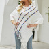 Colorful Striped Fringed Hem Knitted Cloak Shawl Sweater NSMMY83098
