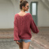 V-Neck Off-Shoulder Lace-Up Sweater NSMMY83100