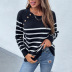  round neck love-buttoned striped sweater nihaostyles wholesale clothing NSMMY83104