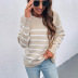  round neck love-buttoned striped sweater nihaostyles wholesale clothing NSMMY83104