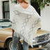 wave striped fringed cloak shawl sweater nihaostyles wholesale clothing NSMMY83106
