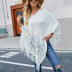 Imitation Cashmere Solid Color Hollow Tassel Knitted Cloak Shawl Sweater NSMMY83107