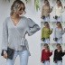 V-neck casual lace-up knitted sweater nihaostyles wholesale clothing NSMMY83110