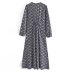 V-neck print long-sleeved split dress nihaostyles wholesale clothing NSAM83134