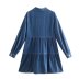 v neck layered stitching single-breasted denim dress nihaostyles wholesale clothing NSAM83135