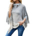 half-open collar hit color tassel cloak shawl sweater nihaostyles wholesale clothing NSMMY83159