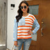 casual striped color-blocking American flag sweater nihaostyles wholesale clothing NSMMY83160