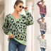 Leopard Print Jacquard V-neck Sweater nihaostyles clothing wholesale NSMMY83347