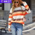 wave stripe stitching contrast sweater nihaostyles clothing wholesale NSMMY83351