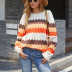 wave stripe stitching contrast sweater nihaostyles clothing wholesale NSMMY83351