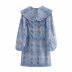 autumn big lapel plaid long-sleeved dress nihaostyles wholesale clothing NSAM83366