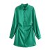 satin belted solid color long-sleeved shirt dress nihaostyles wholesale clothing NSAM83385
