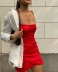 silk satin solid color off-shoulder tube top pleated dress nihaostyles wholesale clothing NSAM83393