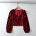 autumn tube top velvet hollow drawstring puff sleeve blouse nihaostyles wholesale clothing NSAM83396