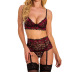 lace bra thong garter belt three-piece lingerie set nihaostyles clothing wholesale NSFCY83422