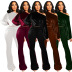 solid color one-shoulder top bell bottoms two-piece set nihaostyles clothing wholesale NSOJS83461