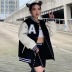 Letter embroidery contrast stitching loose baseball jacket nihaostyles clothing wholesale NSXE83475
