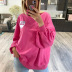 Love Print Solid Color Round Neck Loose-Fitting Sweatshirt NSXE83477