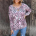 leopard print long-sleeved V-neck T-shirt nihaostyles clothing wholesale NSZH83680
