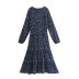 V-neck polka dot print long-sleeved ruffled dress nihaostyles wholesale clothing NSAM83764