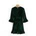 retro round neck velvet ruffled long-sleeved dress nihaostyles wholesale clothing NSAM83776