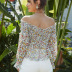 floral one-shoulder chiffon long-sleeved short top nihaostyles wholesale clothing NSGHW83814