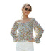 floral one-shoulder chiffon long-sleeved short top nihaostyles wholesale clothing NSGHW83814