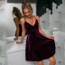 sexy deep v-neck high-waist backless velvet strap dress nihaostyles wholesale clothing NSGHW83822