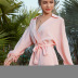 v-neck bat-sleeved belted shirt rayon dress nihaostyles wholesale clothing NSGHW83838