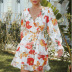 deep V-neck chiffon long-sleeved floral print dress nihaostyles wholesale clothing NSGHW83840