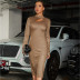 crocodile embossed hollow slit tight dress nihaostyles wholesale clothing NSGHW83841