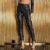 Snake Pattern High Waist Pu Leather Casual Pants NSGHW83847