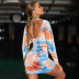 round neck long-sleeved slim package hip graffiti velvet dress nihaostyles wholesale clothing NSGHW83849