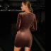 sexy deep v hollow velvet long-sleeved pleated dress nihaostyles wholesale clothing NSGHW83878