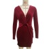 deep V pure color split short dress nihaostyles wholesale clothing NSGHW83892
