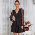 v-neck lace stitching long-sleeved Layered cake dress nihaostyles wholesale clothing NSGHW83905