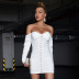 sexy slim one-shoulder chest-wrapped long sleeves package hip dress nihaostyles wholesale clothing NSGHW83916