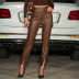 retro high-waist tight PU leather slit pants nihaostyles wholesale clothing NSGHW83923