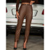 retro high-waist tight PU leather slit pants nihaostyles wholesale clothing NSGHW83923