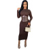 round neck waist stitching PU leather back half zipper dress nihaostyles clothing wholesale NSSJW83950
