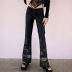 low-waist pleated lace-up printing bootcut trousers nihaostyles clothing wholesale NSSWF83999