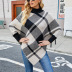 color-blocking plaid bat sleeve hedging knitted shawl nihaostyles clothing wholesale NSMMY84031