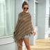 fringed striped ladies hooded shawl sweater nihaostyles clothing wholesale NSMMY84034