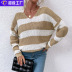 suéter de gofres con costuras de rayas con cuello en v nihaostyles ropa al por mayor NSMMY84050