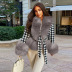 women s houndstooth fur quilted thickening slim with belt coat nihaostyles wholesale clothing NSHYG84121