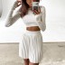Long-Sleeved Tight Knitted Sweater & Pleated Mini Skirt 2 Piece Set NSHML84123