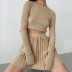 Long-Sleeved Tight Knitted Sweater & Pleated Mini Skirt 2 Piece Set NSHML84123
